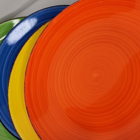Vancasso Multicolored Stoneware Fiesta Round Dinner Plates Set of 4 - Picture 10 of 13